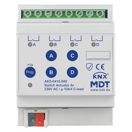 MDT AKS-0410.04S KNX-Schaltaktor Standard 10 A | 4-fach, Secure | AVS 