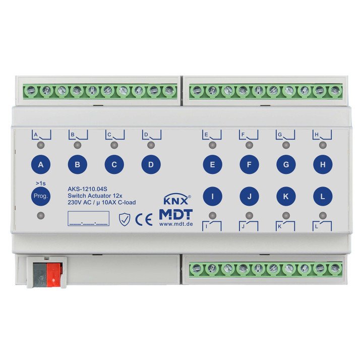 MDT AKS-1210.04S KNX-Schaltaktor Standard 10 A | 12-fach, Secure | AVS