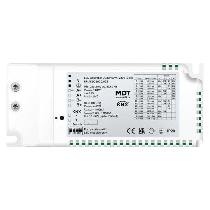 MDT RF-AKD260CC.02S KNX-RF+LED Controller Secure | 2-fach, 60 W | AVS 