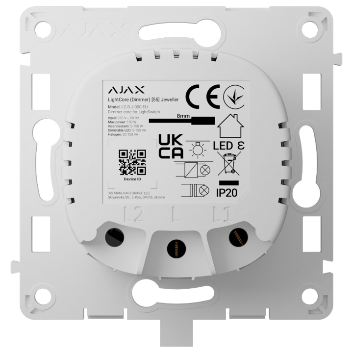 AJAX AJ-LIGHTCORE-DIMMER — Interrupteur d'éclairage intelligent à grad
