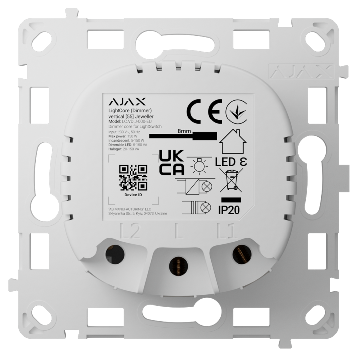 AJAX AJ-LIGHTCORE-DIMMER-VERT — Interrupteur d'éclairage intelligent à