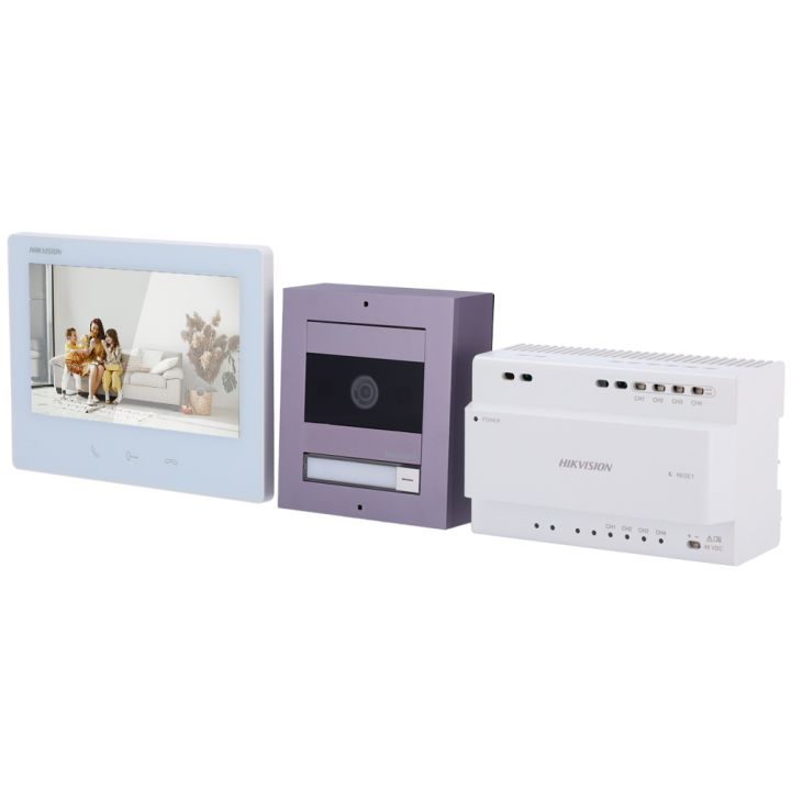 HIKVISION DS-KIS704EY/Aluminum — Kit d'interphone vidéo | AVS Domotec