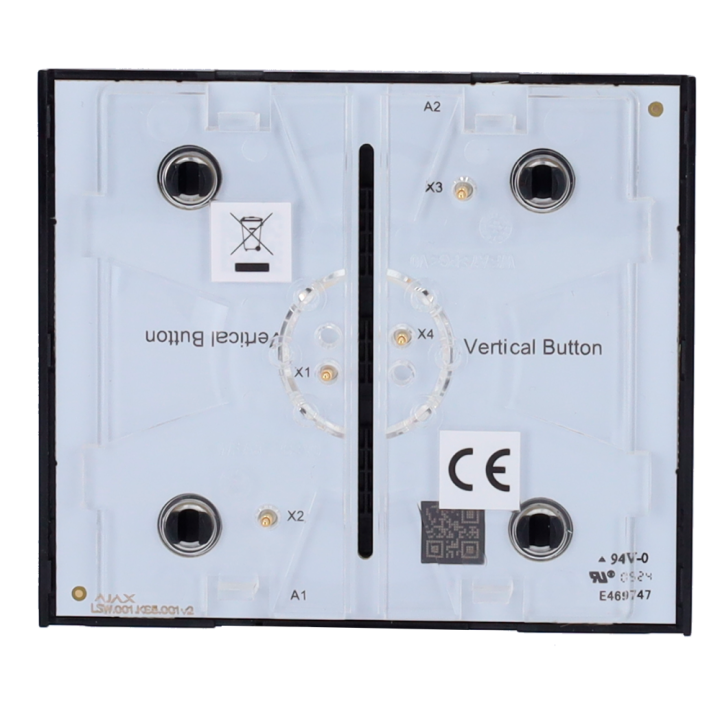 AJAX AJ-CENTERBUTTON-1G2W-B-VERT — Panneau tactile pour interrupteur v
