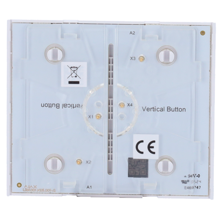 AJAX AJ-CENTERBUTTON-1G2W-W-VERT — Panneau tactile pour interrupteur v