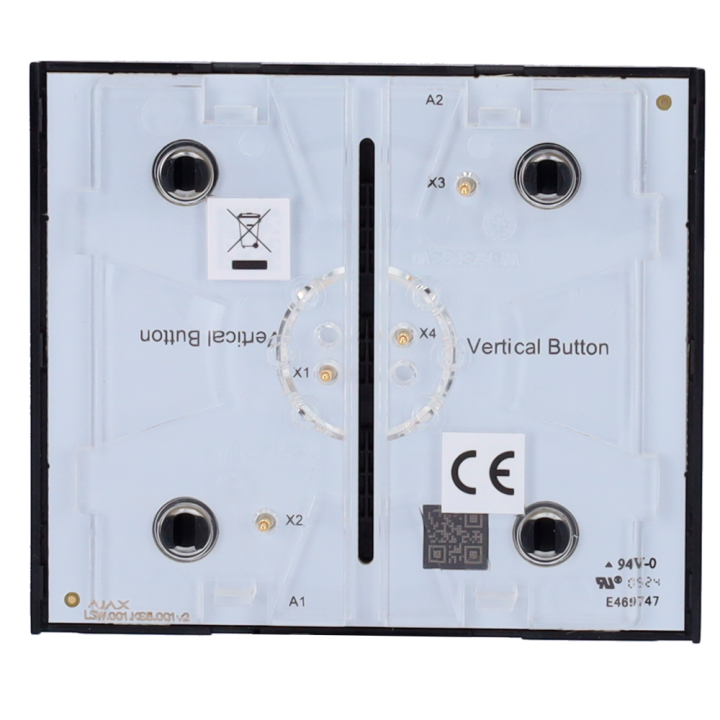 AJAX AJ-CENTERBUTTON-2G-B-VERT — Panneau tactile pour double interrupt