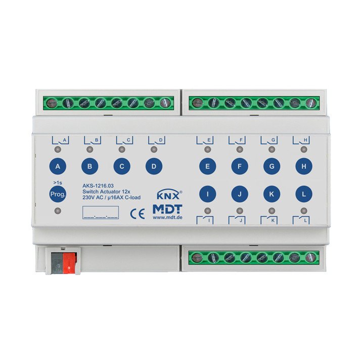 MDT AKS-1216.03 KNX-Schaltaktor Standard 16 A | 12-fach | AVS Domotec