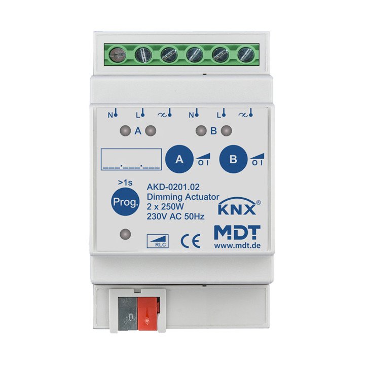 MDT AKD-0201.02 KNX-Dimmaktor | 2-fach, Wirkleistungsmessung | AVS Dom