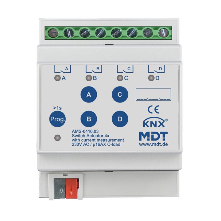 MDT AMS-0416.03 KNX-Schaltaktor Standard m. Strommessung v3 | 4-fach |