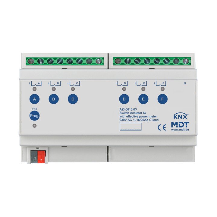 MDT AZI-0616.03 KNX-Schaltaktor Industrie mit TrueRMS v3 | 6-fach | AV