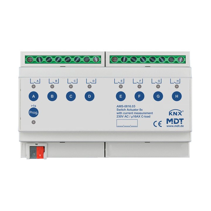 MDT AMS-0816.03 KNX-Schaltaktor Standard m. Strommessung v3 | 8-fach |