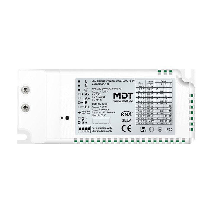 MDT AKD-0230CC.02 KNX-LED-Controller CC/CV mit Netzteil UP | 2-fach, 3