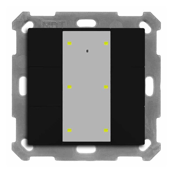 MDT BE-TA55T606.02 KNX-Tastsensor Plus m. Temp. UP v2 | 6-fach | schwa