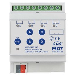 MDT AKS-0416.04S KNX-Schaltaktor Standard 16 A | 4-fach, Secure | AVS 