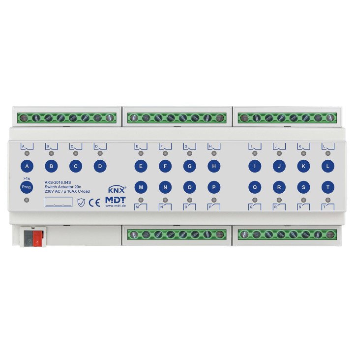 MDT AKS-2016.04S KNX-Schaltaktor Standard 16 A | 20-fach, Secure | AVS